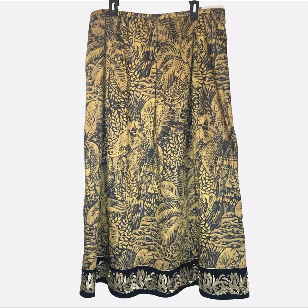 Soft Surroundings Black and Yellow Botanical Print Maxi Skirt